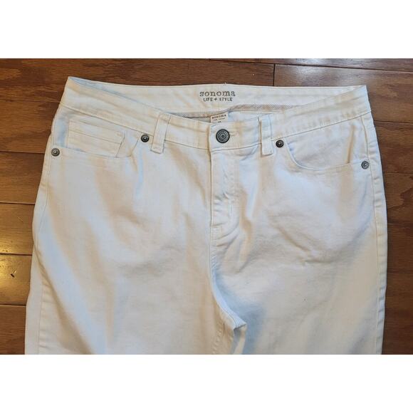 Sonoma Life Style Women Size 16 White Modern Capri Pants Jeans Mid Rise - Picture 3 of 12